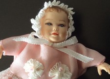 Dolls house miniature 1:12 baby girl doll ( HEIDI OTT ? ) in handmade gown