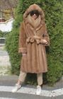 Pelzmantel Echtpelz Nerz 100% Ranch Mink Fur Coat Hood Fashion Trench M/L