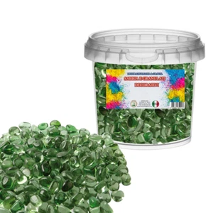 Ciottoli Vetro Pietre Decorative Perline Pepite Gemme 155-160 PZ 1 kg VERDE - Foto 1 di 9