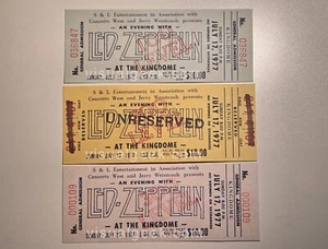 Led Zeppelin Unused Concert Tickets SET OF THREE 1977 Kingdome Seattle Complete - Picture 1 of 6