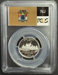 1999-S New Jersey 90% SILVER Washington Quarter PCGS PR69DCAM State Flag Label - Picture 1 of 2