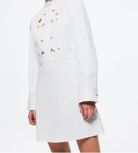 H&M women's EMBROIDERY DETAIL DRESS SIZE L WHT - Picture 1 of 6