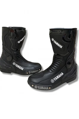 2025 Hombres Motocicleta Motociclista Botas de Cuero Carreras Motocicleta Cuero de Vaca Botas Foto 1 de 2