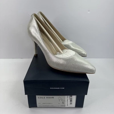 Cole Haan Prieta Pump ll  Silver MTL LTHR W10378 Size 6.5 - Image 1 of 4