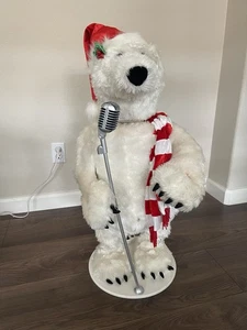 RARE Gemmy 3-Piece Band Polar Bear 36" Animated Sings 4 Rockin’ Christmas Songs - Bild 1 von 11