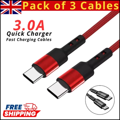 Type C to Type C Fast Charger Cable 3A For Samsung Mobile Phone Lead USB C Cable - Image 1 of 4