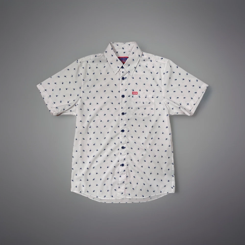 Camisa Dixxon Flannel Co Para Hombre Blanca Mediana Brolingual SS Con Botones Esqueleto Foto 1 de 2