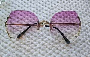 Gafas de sol vintage 70' 80' metal dorado púrpura ombre coleccionistas marco grande - Imagen 1 de 7