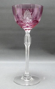 Art-Deco Glas,Römer,eingestochene Luftblase,hellroter Überfang,Keilschliff,20 cm - Picture 1 of 9