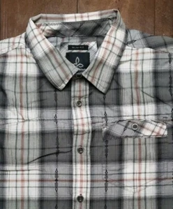 Camicia Prana uomo M a quadri con bottoni grigia slim fit Gorpcore Rockabilly Hipster - Foto 1 di 7