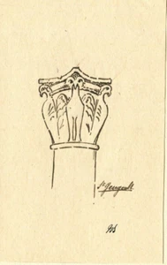 Vintage Ink Original Drawing Architecture Column signed 1917 Artwork - Picture 1 of 8