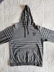 LRG Sudadera con Capucha Pullover Gris Rayas con Bolsillo Frontal Talla Grande - Imagen 1 de 6