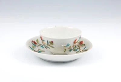 Xícara e pires chineses antigos, dinastia Qing, exportação para o Ocidente, família Rose - Imagem 1 de 4