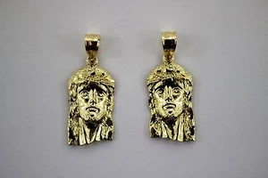 Dije Colgante Oro Amarillo 10K Cara de Jesús Corte Diamante 5 Tallas - Imagen 1 de 11