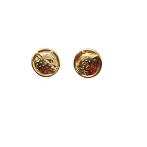 Vintage Gold-Tone Leopard Head Earrings - Picture 1 of 3
