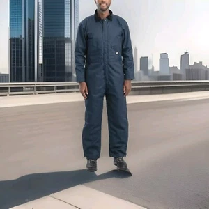 NWOT! Berne Heritage Insulated Coveralls Large Regular Navy Blue 30in Inseam - Picture 1 of 14
