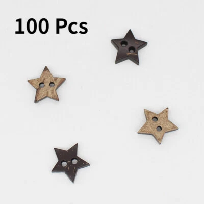 100pcs Coconut Shell Buttons 2-hole Five-pointed Star Sewing Craft 15mm - Image 1 of 4