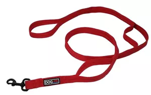 Dogline Nylon Multi-Handle Flat Leash- RED 4' DOUBLE HANDLE - Picture 1 of 4