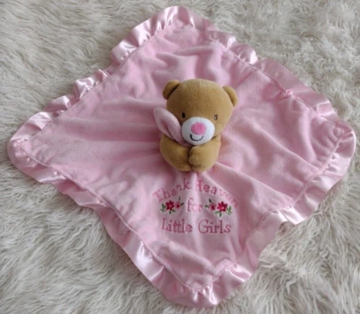 Baby Starters Lovey Bear Thank Heaven for Little Girls Manta Satén Volantes Rosa Foto 1 de 4