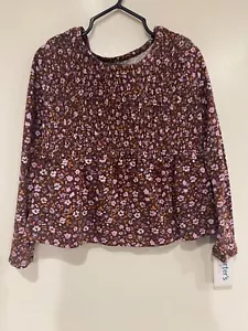 Carter's Kid Girl Floral Smocked 100% Cotton Lightweight Long Sleeve Top Multi 5 - Picture 1 of 5