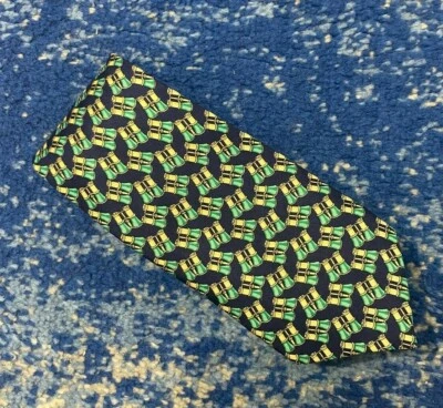 Binoculares Thomas Rosa Azul Verde Amarillo Corbata de Seda Hecha en Inglaterra Foto 1 de 4