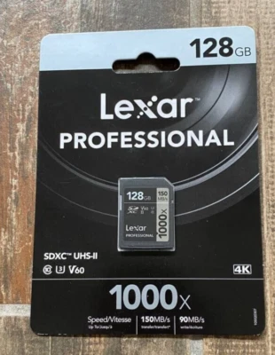 Lexar Professional 128GB 1000x 150MB/s SDXC SD Memory Card 4K UHS-II U3 CLASS 10 - Image 1 of 4