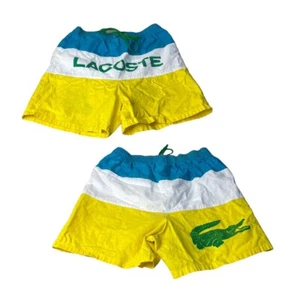 Vintage 80’s Izod Lacoste Youth Large 16-18 Swim Trunks Spellout Colorblock USA - Picture 1 of 7