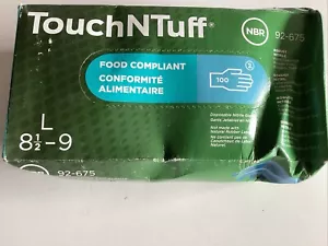 Ansell 565718 TouchNTuff 92-675 Nitrile Gloves, Non-Latex, L (100pk) - Foto 1 di 2