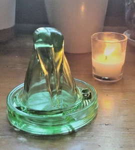 Vintage Like Key Lime McKee Style Green Art Glass Bottoms Up Cup & Coaster Gift - Picture 1 of 12