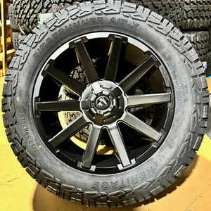 4) 20x9 Fuel D437 Contra Black Wheels 33" AT Tires 8X170 Ford Super Duty F250 - Picture 1 of 5