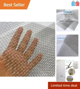 2-Pack 12"x24" 304 Stainless Steel Mesh Screen - Durable & Heat Resistant - Picture 1 of 8