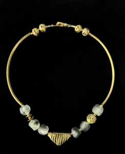 Ghana Lost-Wax Brass & Recycled Glass Necklace - Picture 1 of 4
