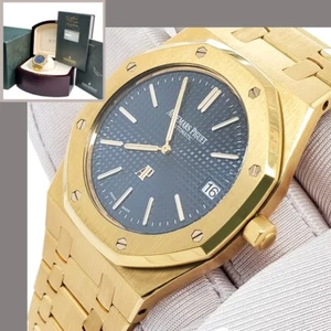 Audemars Piguet Royal Oak 39mm Jumbo Extra Thin Blue Dial Yellow Gold Box Papers - Picture 1 of 9