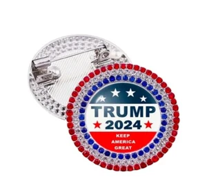 TRUMP 2024 KEEP AMERICA GREAT MAGA REPUBLICAN Brooch Pin Rhinestone Bling Clip - Picture 1 of 6