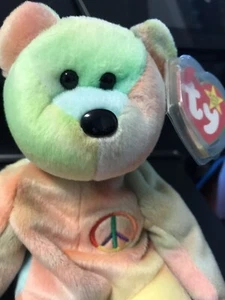TY Beanie Baby Peace Bear MWT Just Look At His Sweet Face! - Picture 1 of 6