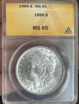 Dólar de plata Morgan 1886 ~ GEMA SIN CIRCULAR BU ~ MS 65 ~ 90% plata $1 Foto 1 de 2
