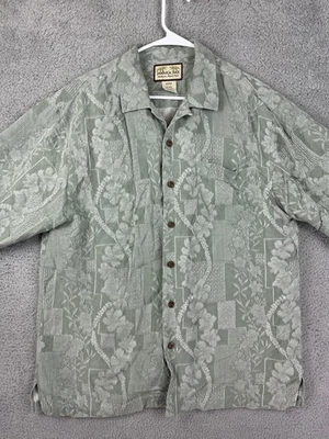 Camisa Jamaica Jaxx Para Hombres M Verde % 100 Seda Floral Hawaiana Abotonada Campamento Informal Foto 1 de 4