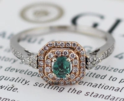 GIA Certified 14k Gold 0.78ct Alexandrite & Diamond Ring Size 7.5 - Image 1 of 4