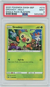 Pokémon PSA 9 Grookey SWSH Black Star Promos SWSH070 Holo Promo - Picture 1 of 2