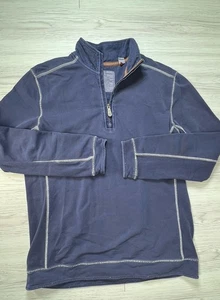 Tommy Bahama Sweater Men's M Medium Island Crafted Navy 1/4 Zip Perfect Fit - Picture 1 of 10