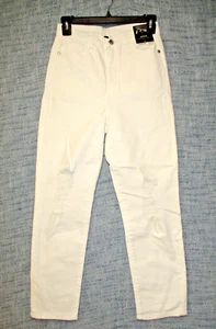 Girls White Distressed Girlfriend High-Rise Adjust Jeans Art Class Size 12 - Picture 1 of 6