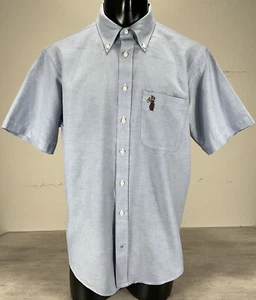 Vintage Hathaway Golf Short Sleeve Mostly Cotton Oxford Shirt XL Blue Chambray - Picture 1 of 10