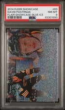 2014-15 Fleer Showcase Flair David Pastrnak #63 Rookie RC Blue Ice 79/99 PSA 8