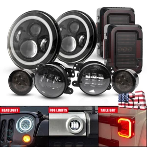 For Jeep JK 07-18 Popular Smoke Taillight Headlight Turn Signal Fog Lamp Kit 8pc - Picture 1 of 11