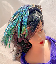Vintage look Doll headband Barbie Silkstone Poppy Parker peacock feathers