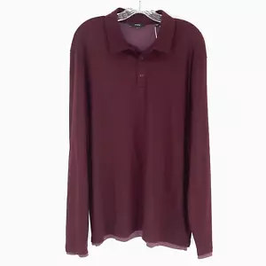 Vince Shirt Men XL Burgundy Pima Cotton Lined Polo Long Sleeve NEW - Picture 1 of 9