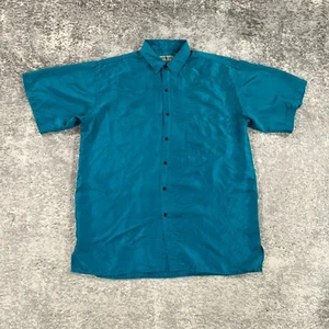 VTG Robert Stock Shirt Mens XL Green Silk Short Sleeve Lightweight Preppy 90s - Picture 1 of 10