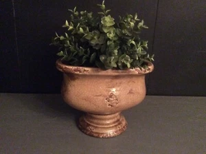 Beautiful Rustic Beige Planter 9”Wx7”H Footed - Picture 1 of 10