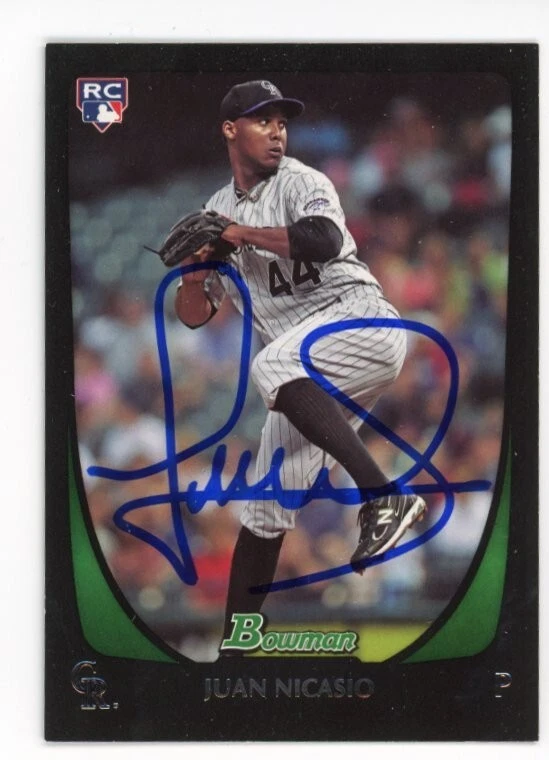 SIGNED BASEBALL CARD AUTO BOWMAN 2011 JUAN NICASIO COLORADO ROCKIES RC #66 - Image 1 of 1