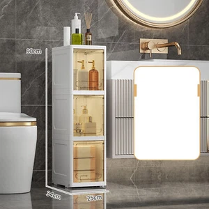 (3 Layer)Narrow Bathroom Floor Storage Cabinet Plastic Large Capacity - Picture 1 of 2